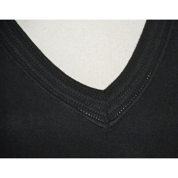 NWT Premise Black V-Neck Ribbed Knit Top Size XL Short Sleeve Stretch Soft Rayon - Picture 3 of 9